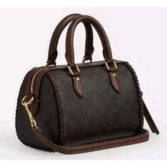 NWT COACH Rowan Mini Crossbody Bag with Fringe Whipstich Braid Walnut Maple/Gold - Picture 5 of 9